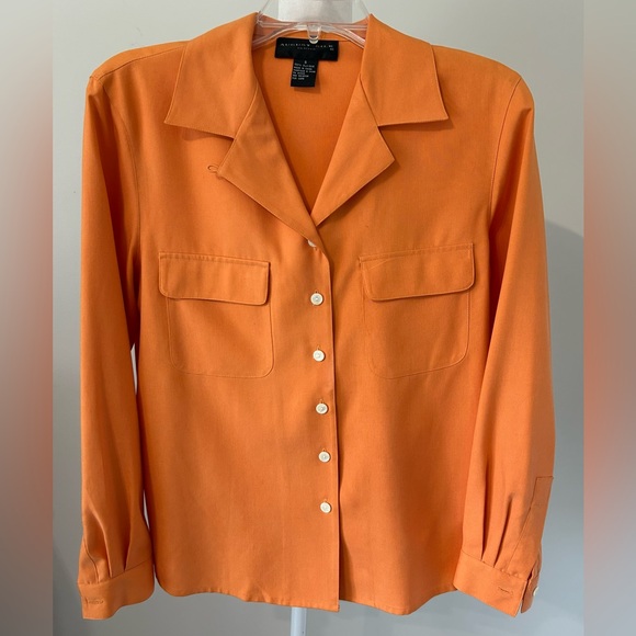 August Silk Vibrant Orange Silk Blouse - Picture 1 of 7